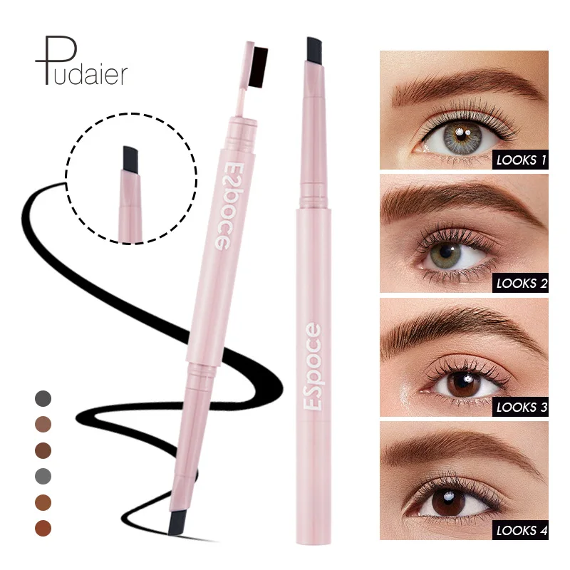 High Quality New Triangle Auto Rotate Dual-Head Eyebrow Pencil Makeup Waterproof Non-smudging Dual-use Eyebrow Pen Cosmetic Tool