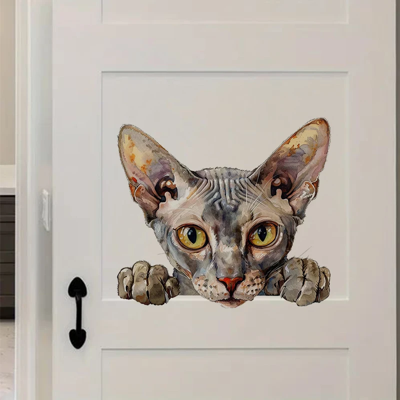 1pc Cute Peeking Cats Sticker, Water-proof Home Wall Decal, Used for Wall, Bathroom, Cabinet, Door,Toilet, Car, Laptop