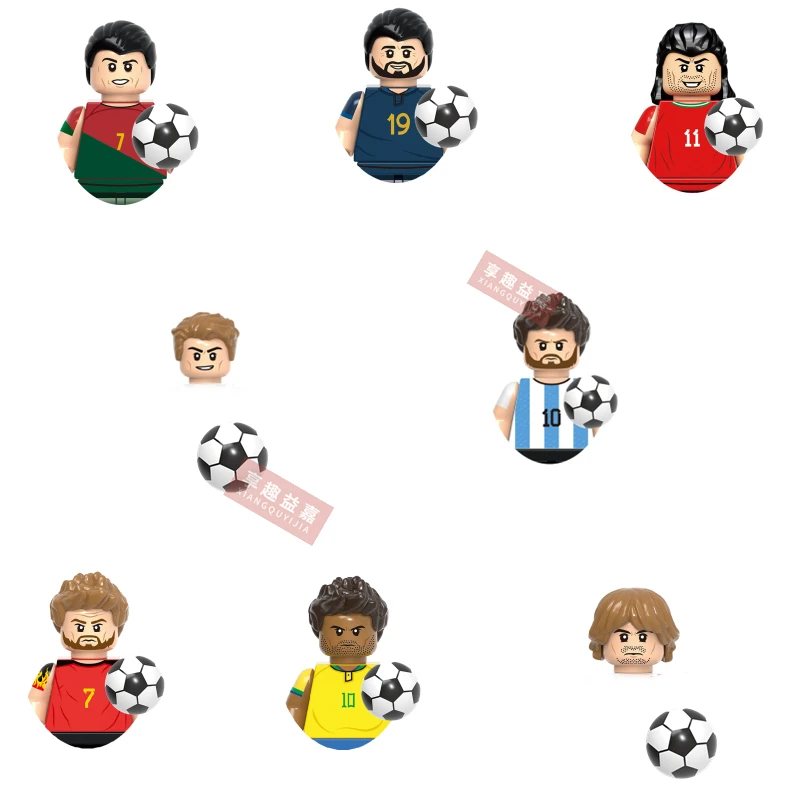XQYJ Soccer Rugby Football Basketball Famous Mini Football Player Figures Match Building Bricks Blocks Toys Gift Kid Education