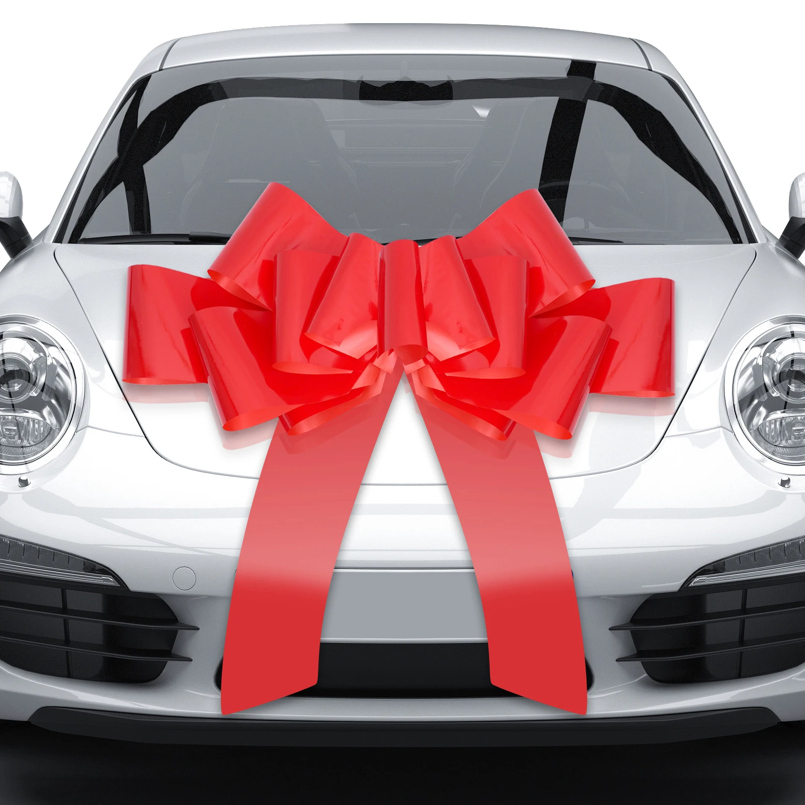 Arco de coche rojo brillante gigante de 30 pulgadas, decoración de árbol de Navidad para el hogar, lazo de cinta para fiesta, Festival, manualidades DIY, espectáculo de Motor, espectáculo de coches