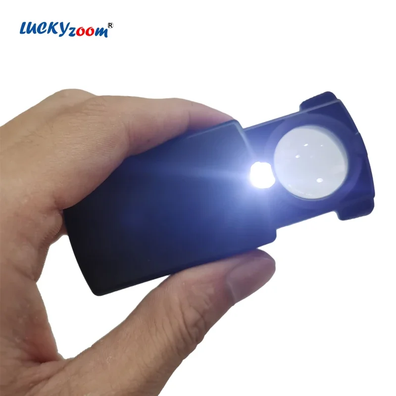 

30X Mini Illuminated Magnifier Pull-out Jeweler Magnifying Glass Portable Black Jewelry Loupe Pocket Antique Diamond LED Lupa