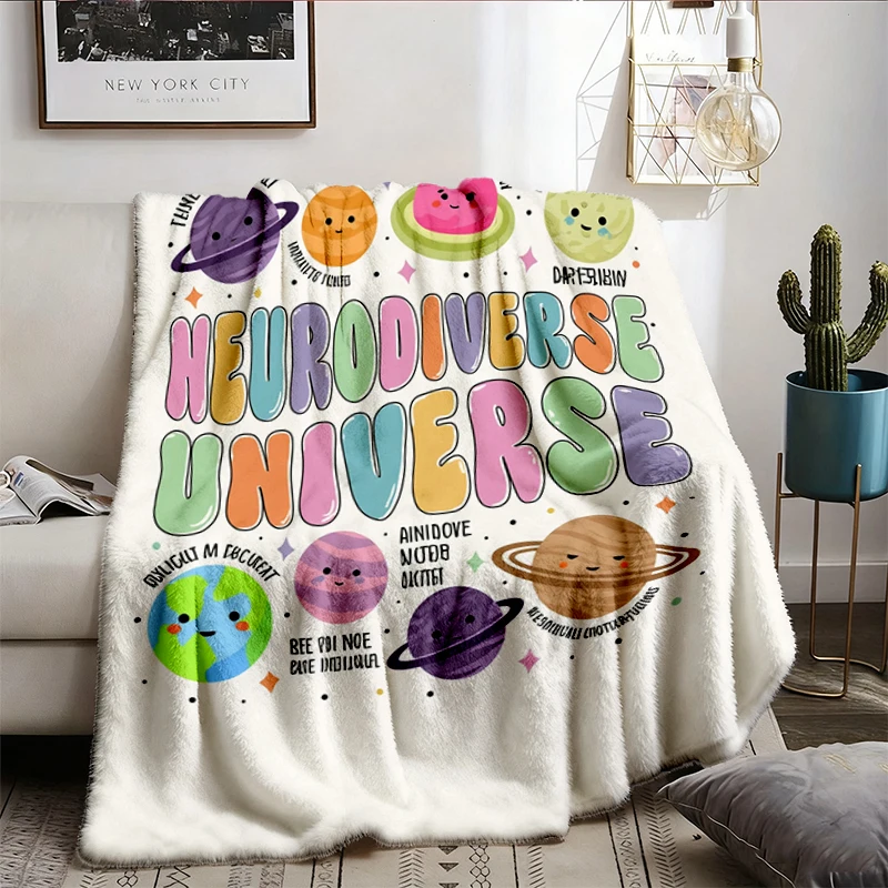 Autism Awareness Flannel Blanket, Neurodiverse Universe, Sped Teacher Gift, Neurodiversity Flannel Throw