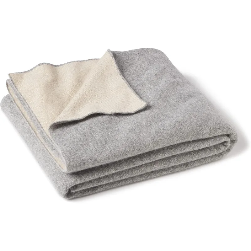 

Cashmere Reversible Throw Blanket - Ultra Soft Accent Blanket for Couch, Sofa & Bed Made with 100% Inner Mongolian Cashmere