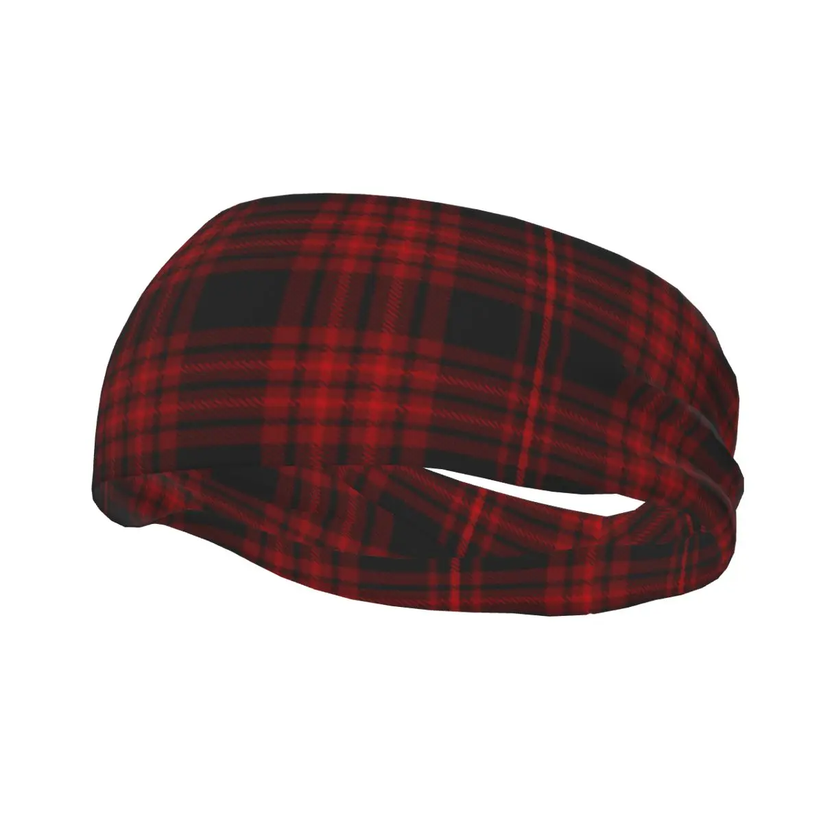 

Sports Headband Portable Hair Band Burgundy And Black Plaid Hair Wrap Brace Cycling Running Exercising Sweatband