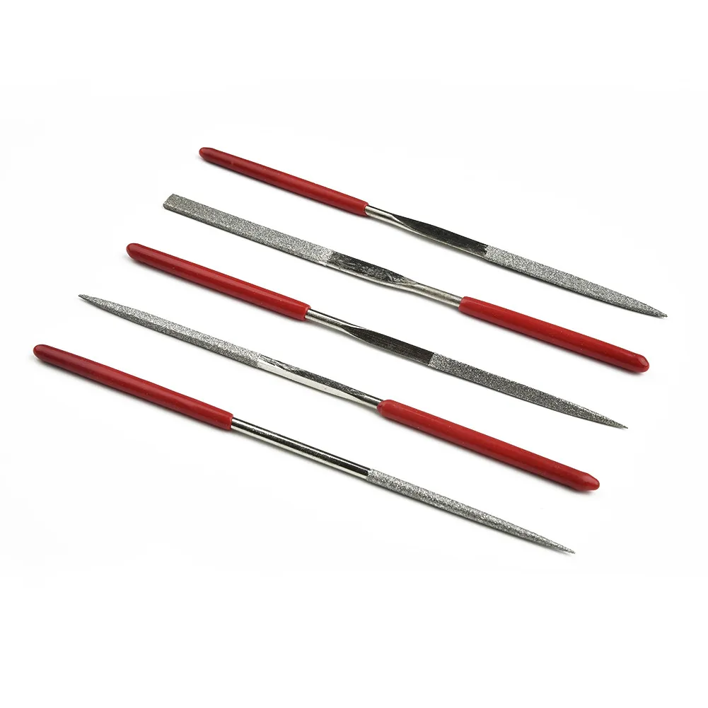 5 Pcs/Set Mini Needle File Set Diamond Glass Stone Wood Metal Rasp File Jewelry Polishing Carving Files Hand Tools 14*0.3cm