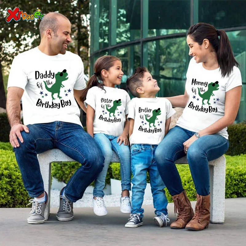 Mom Dad Me Family Matching Outfits Father Daughter Son White Dinosaur T Shirt MOMMY and Me Dad Baby Kids Clothes Father Outfits