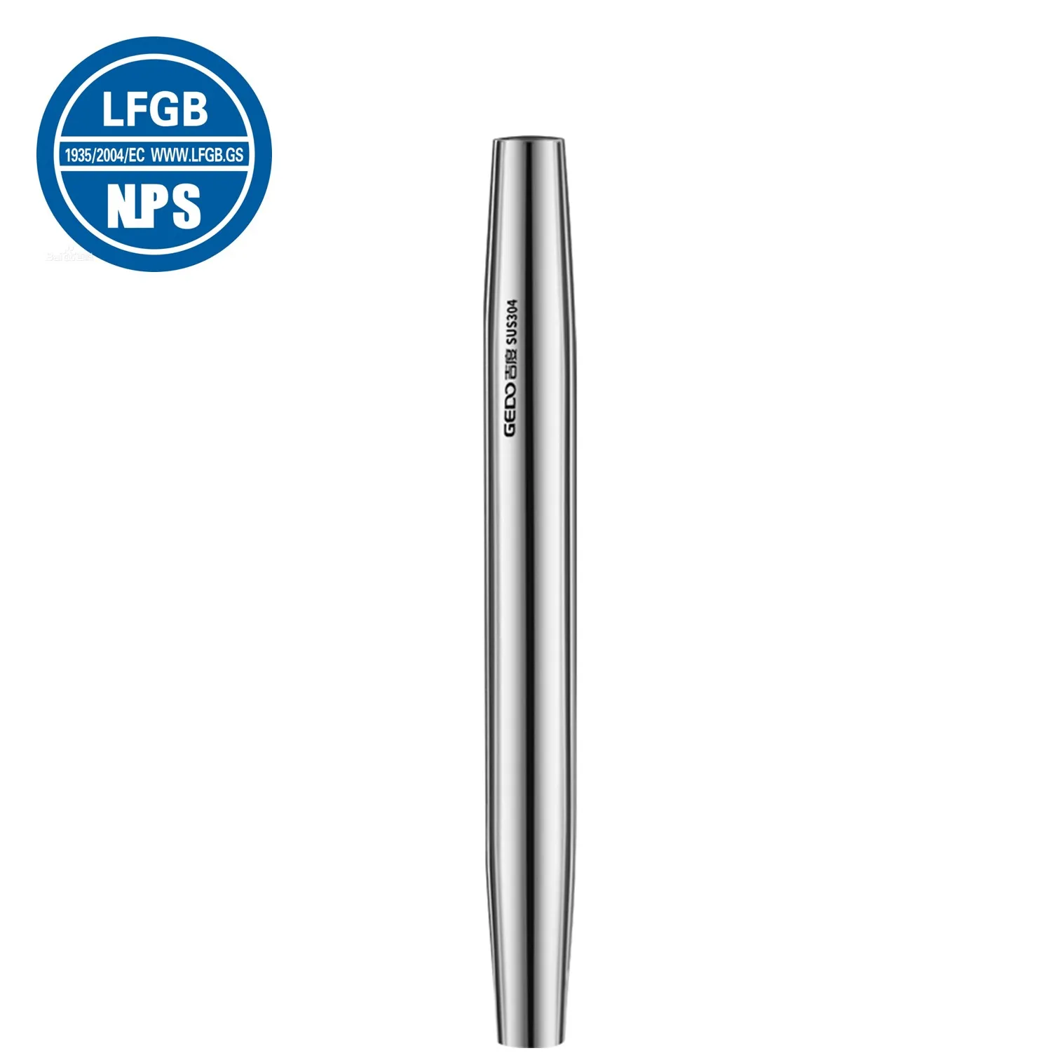 

LFGB Certificated Pure 304 Stainless Steel Rolling Pin Hollow Design Kitchen Stick Well Polished Reflective Surface Pizza Tool
