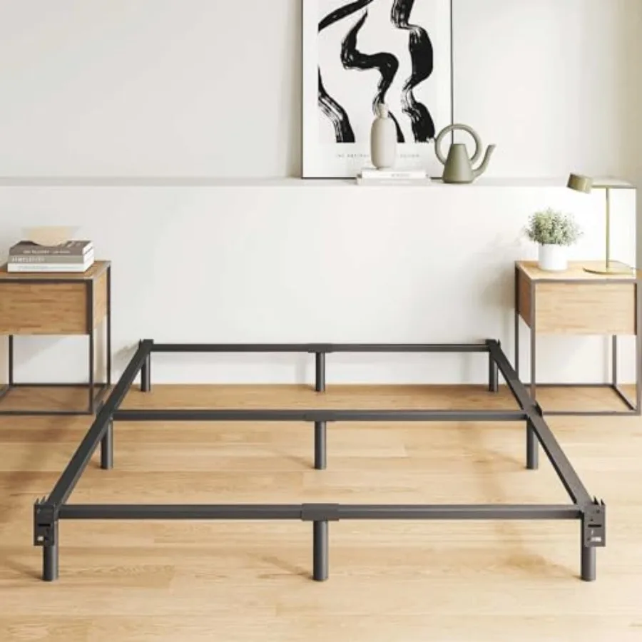 

7 Inch Metal Size, Compatible with Most Brand Or Mattress, 9-Leg Support Bed Base, Headboard Attachable, Noise-Free, Easy Assem