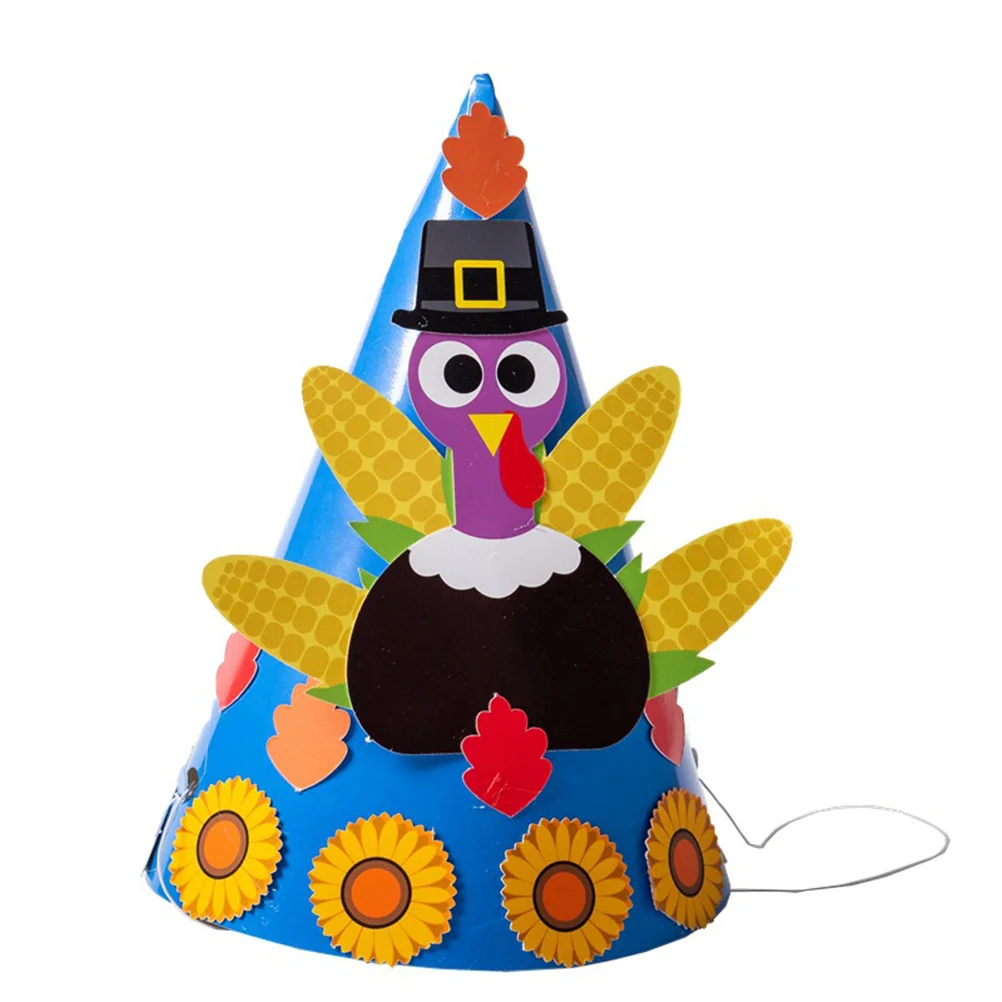 

6 Pcs Thanksgiving Decorations Activities for Funny and Interesting Turkey Hat Coloring Hats