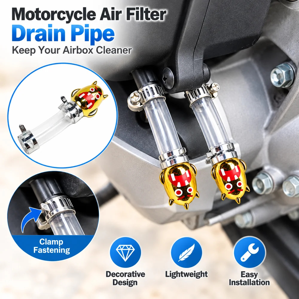 Aluminum Alloy Motorcycle Air Filter Drain Pipe Decorative Head Compact Plug Airbox Drain Plug Colorful Appearance