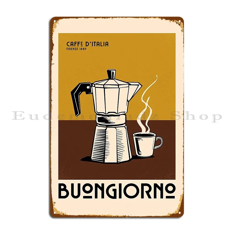 Italian Espresso Maker Coffee Vintage Kitchen Metal Plaque Poster Cinema Kitchen Design Classic Rusty Tin Sign Poster