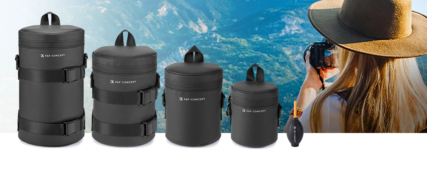 K&F Concept Kamera-Objektivtasche, Objektivtasche, wasserdichter Reißverschluss, stoßfester Rundum-Kameraobjektivtasche für DSLR-Objektive – Detail 2
