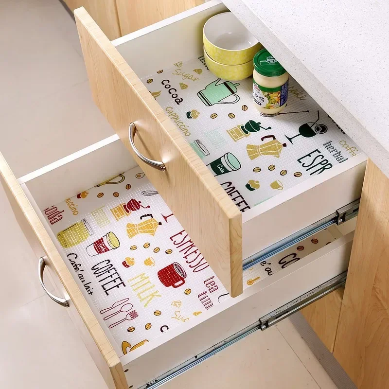 Non-slip Drawer Liner Paper Can Cut Table Mat Drawers Mat Cartoon Waterproof Oil  Placemat Thickened Kitchen Moisture-proof Pad