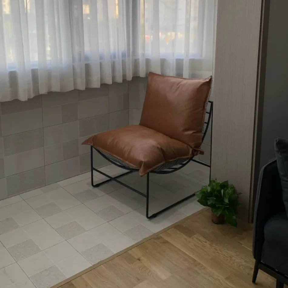 & Elegant Designer Balcony Chair - Nordic Wrought Iron Single Sofa for Living Room and Bedroom with Backrest