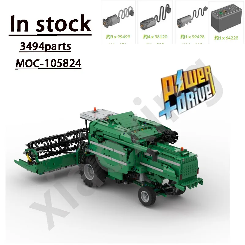 MOC-105824NewGreenCombine Full RCBuilding Block Model 1:17 3494 Part Is Suitable Forcrop Harvestingchildren's Birthday Gift Toys