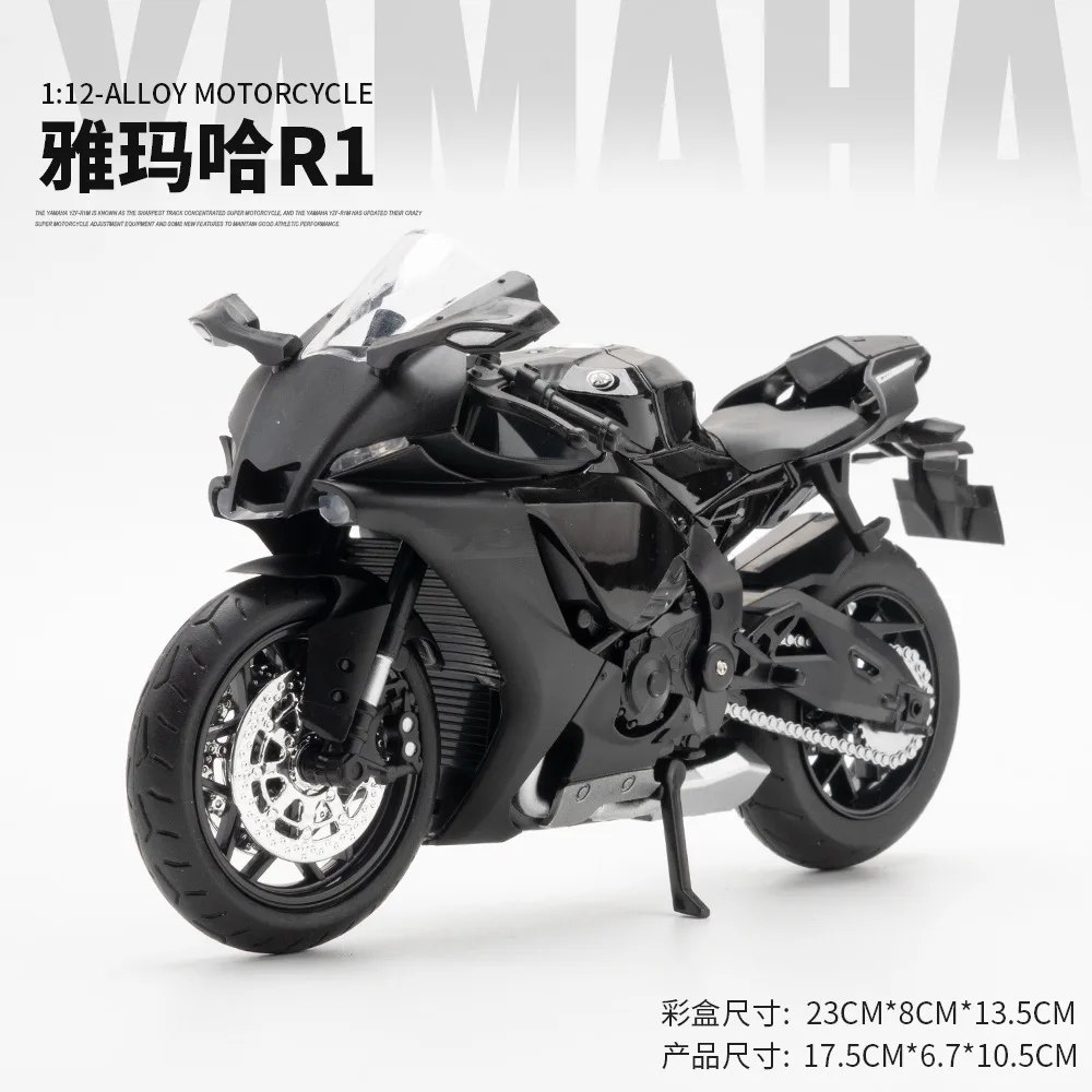 Modèle de moto jouet Yamaha R1, échelle 1:12, en alliage moulé sous pression, Simulation d'absorption des chocs, modèles de moteur, jouets pour enfants, cadeaux 25A28