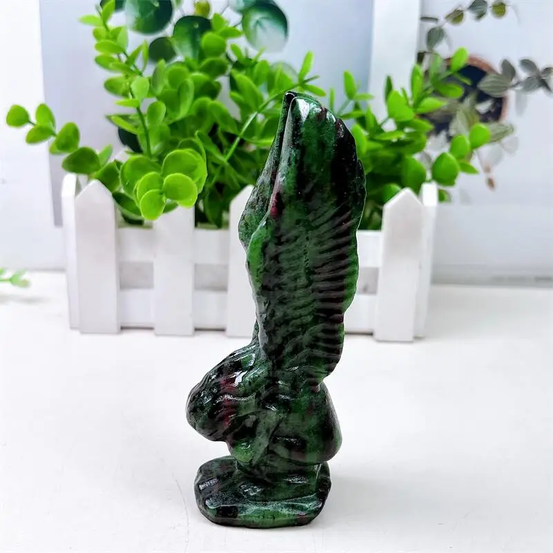 

Natural Ruby In Zoisite Angel Wing Girl Carving Crafts Healing Gemstone Stone Gifts Home Ornament Decoration 1PCS