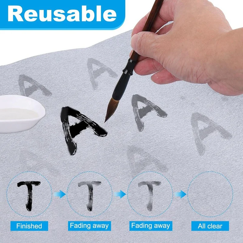 Reutilizável Água Escrita Magic Paper Set, em branco caligrafia escova, sem tinta, durável, conjunto chinês, 17x13 polegadas, 14PCs