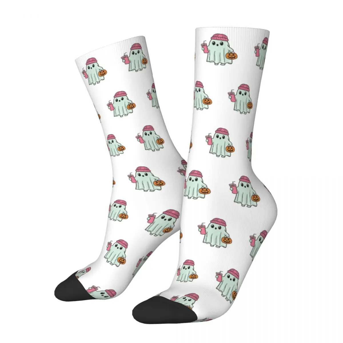 Adorably Spooky Halloween Ghost Design Socks Harajuku Super Soft Stockings All Season Long Socks Accessories for Man's Woman's