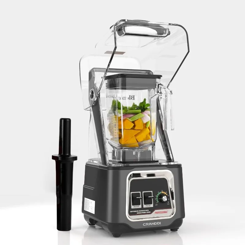 Professional Smoothie Blender, 2200W Commercial Soundproof Quiet blender with Removable Soundproof Shield for Crushing Ice