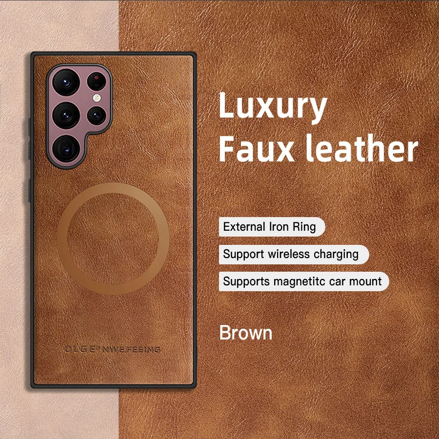 Vintage Classic Leather Magnetic Case for Samsung Galaxy S26 S25 S24 S23 S22 S21 S20 Plus Ultra FE 5G Shockproof Mag-safe Cover