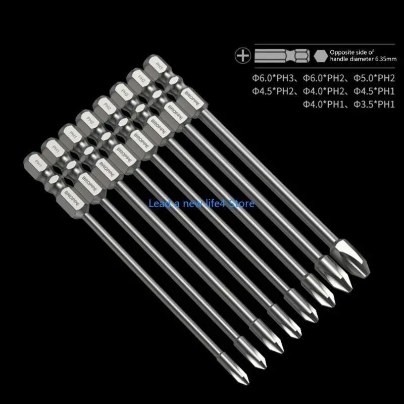 Y55E 8X 75mm 100mm電気クロスドリバービットクロス磁気バッチヘッドPH1 PH2シャンクインパクトドライバードリルビット