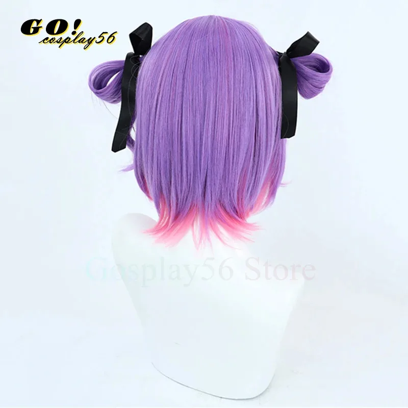 

vivi 2025 VTuber Tokoyami Towa Cosplay Wig Bun New Year Short Purple Mixed Pink Long Straight Hololive Idol Girls Synthetic Hair