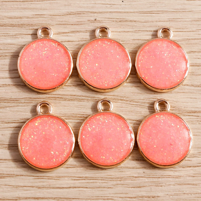 Tusember 20 Stück bunte Anhänger, niedliche runde glänzende Glitzer-Charms für DIY-Ohrringe, Halsketten, Schmuckzubehör und Schmuckfertigkeiten – Detail 7