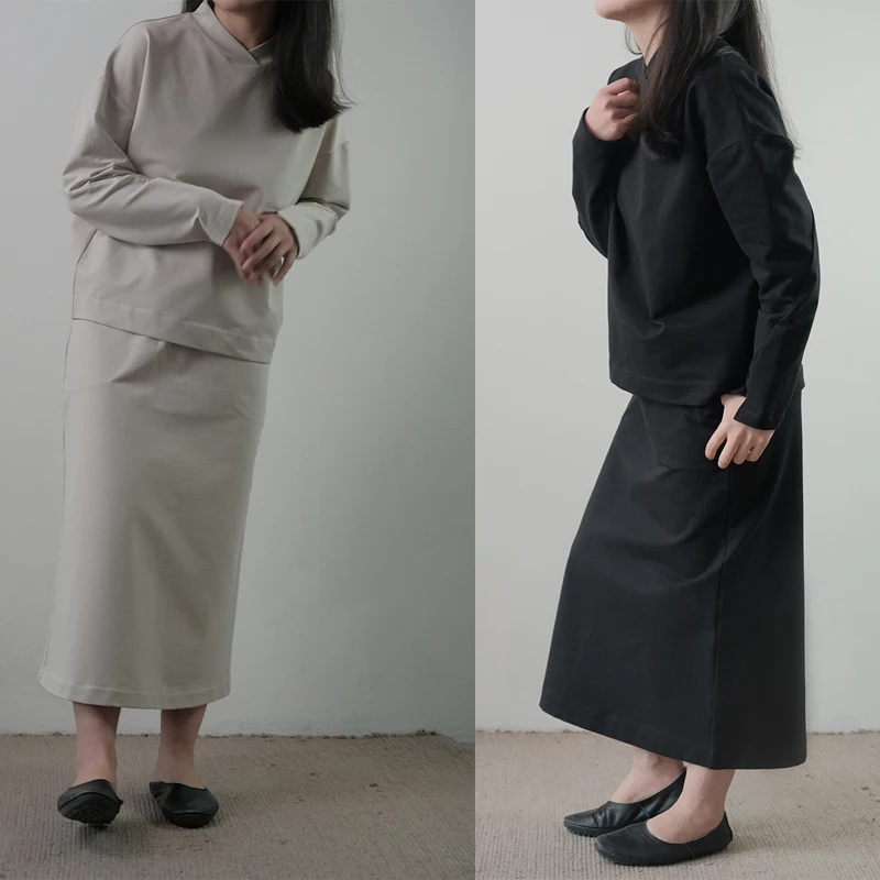 

Pure Cotton Long Sve T-irt Women's Ne Protection Collar Overhead irt Casual Sle Regular Length Cotton 00%