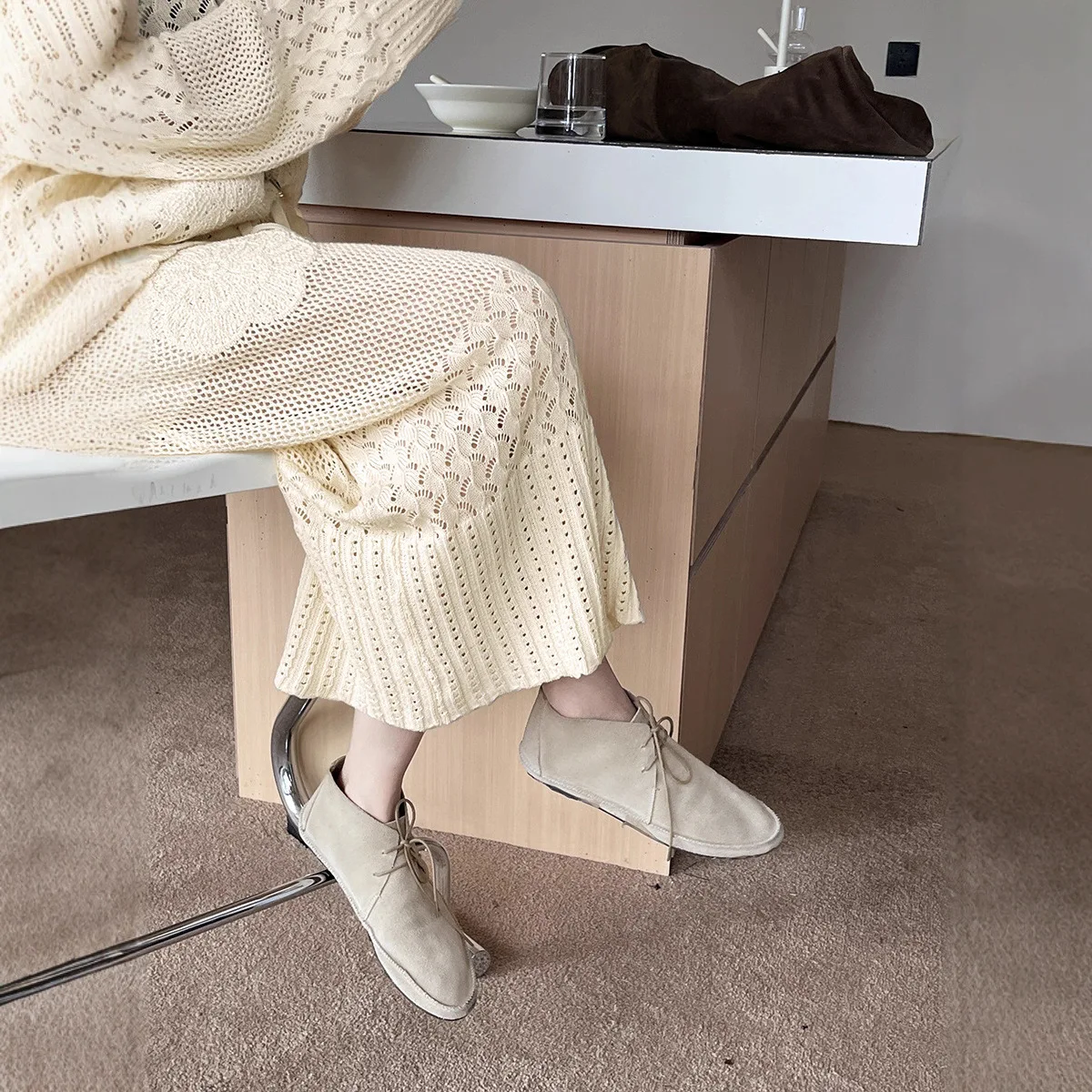 

2025 Autumn New Cotton Hollow Embroidery Versatile Lazy Knitted Half Skirt for Women