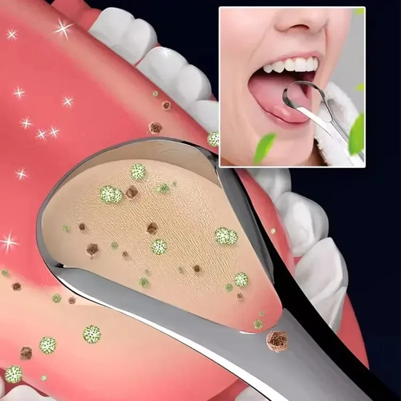 4/5 قطعة الفولاذ المقاوم للصدأ مفيدة اللسان مكشطة الأنظف قابلة لإعادة الاستخدام التنفس الطازج تنظيف المغلفة اللسان نظافة الفم أدوات العناية