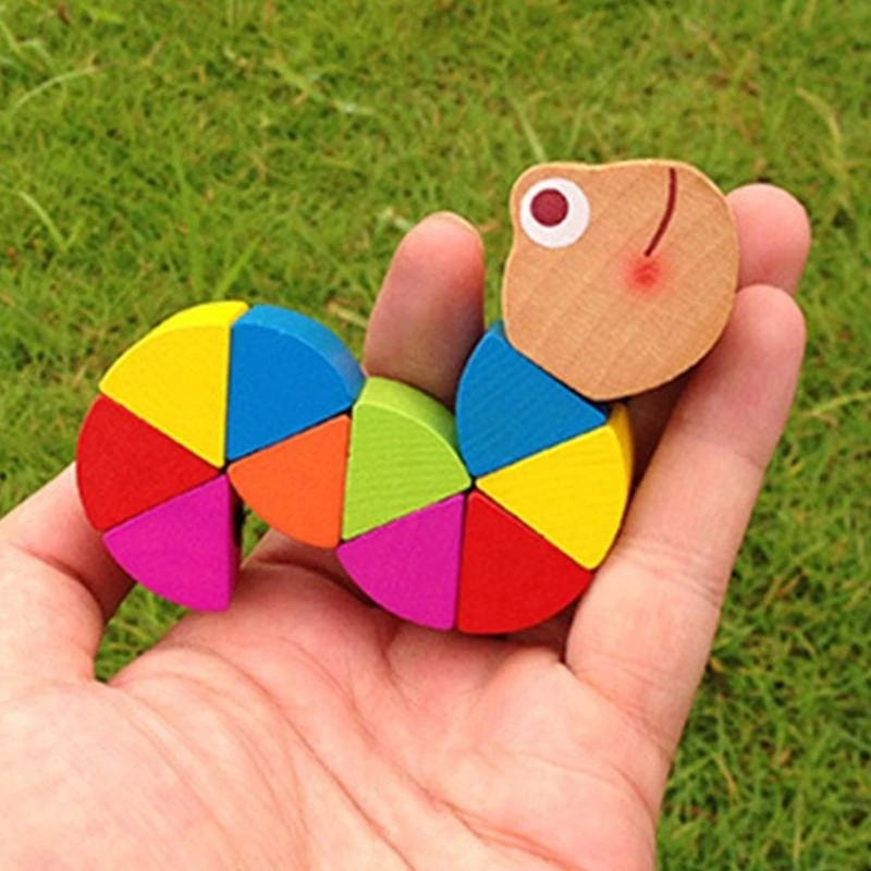 Q0KB Interactief speelgoed Wooden Blok Veiligheid Kleur Geschilderd Blokontwikkelingsspeelgoed Gift