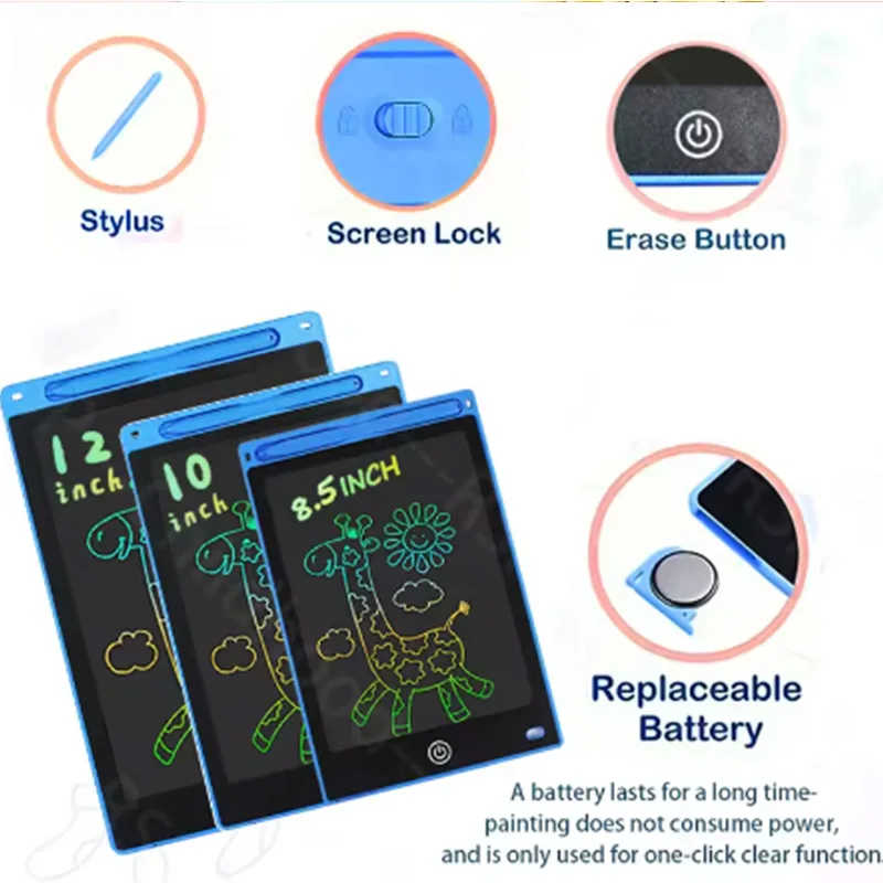 8.5인치/10인치/12인치 드로잉 보드 LCD 쓰기 태블릿 어린이 교육용 장난감 학생용 매직 칠판 생일 크리스마스 선물 ﻿