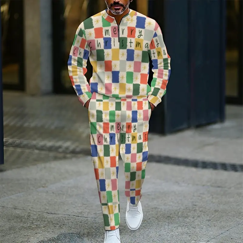 2025, TIKI inspiriertes Herren-Set für AliExpress | Halb offener Pullover mit Reißverschluss vorne, lange Freizeithose, europäische und amerikanische Mode