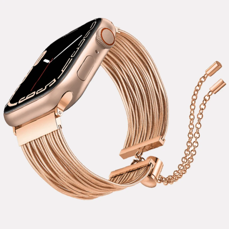 Pasek na Apple Watch Band 49mm 45mm 41mm 44mm 40mm 42mm 38mm kobiety stalowy łańcuch bransoletka IWatch Ultra SE seria 8 7 6 5 4 3 2 1