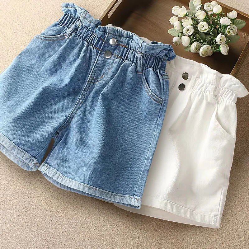 

Girls' Denim Shorts Summer 2022 New Loose Girls' Jeans Children's White Pants Summer Outerwear 4-14Years