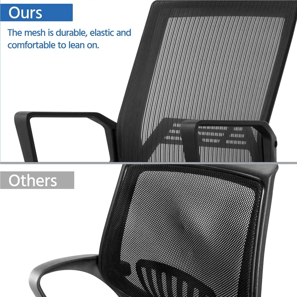 Altura ergonômica ajustável Mesh Office Chair, Mid-Back, Preto