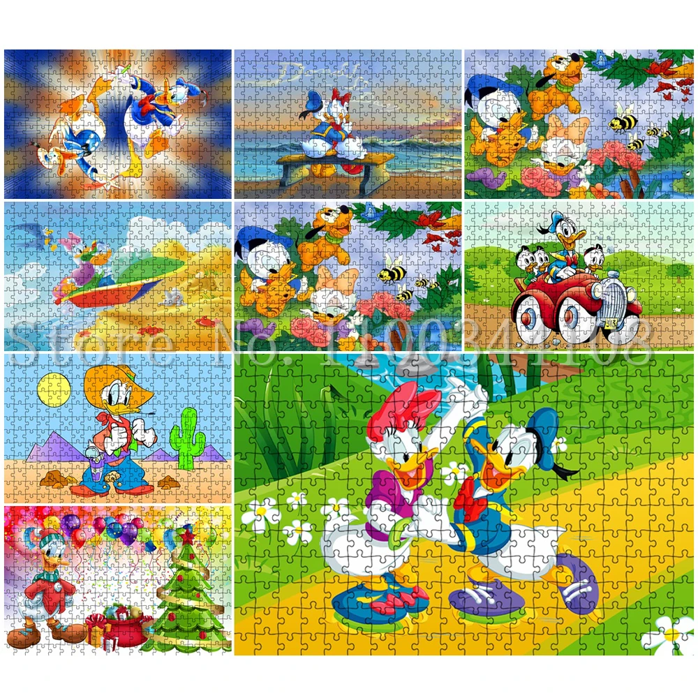 

300/500/1000 Pcs Donald Duck Jigsaw Puzzles Disney Classical Cartoon Figures Paper Puzzles for Adult Decompressing Assemble Toys