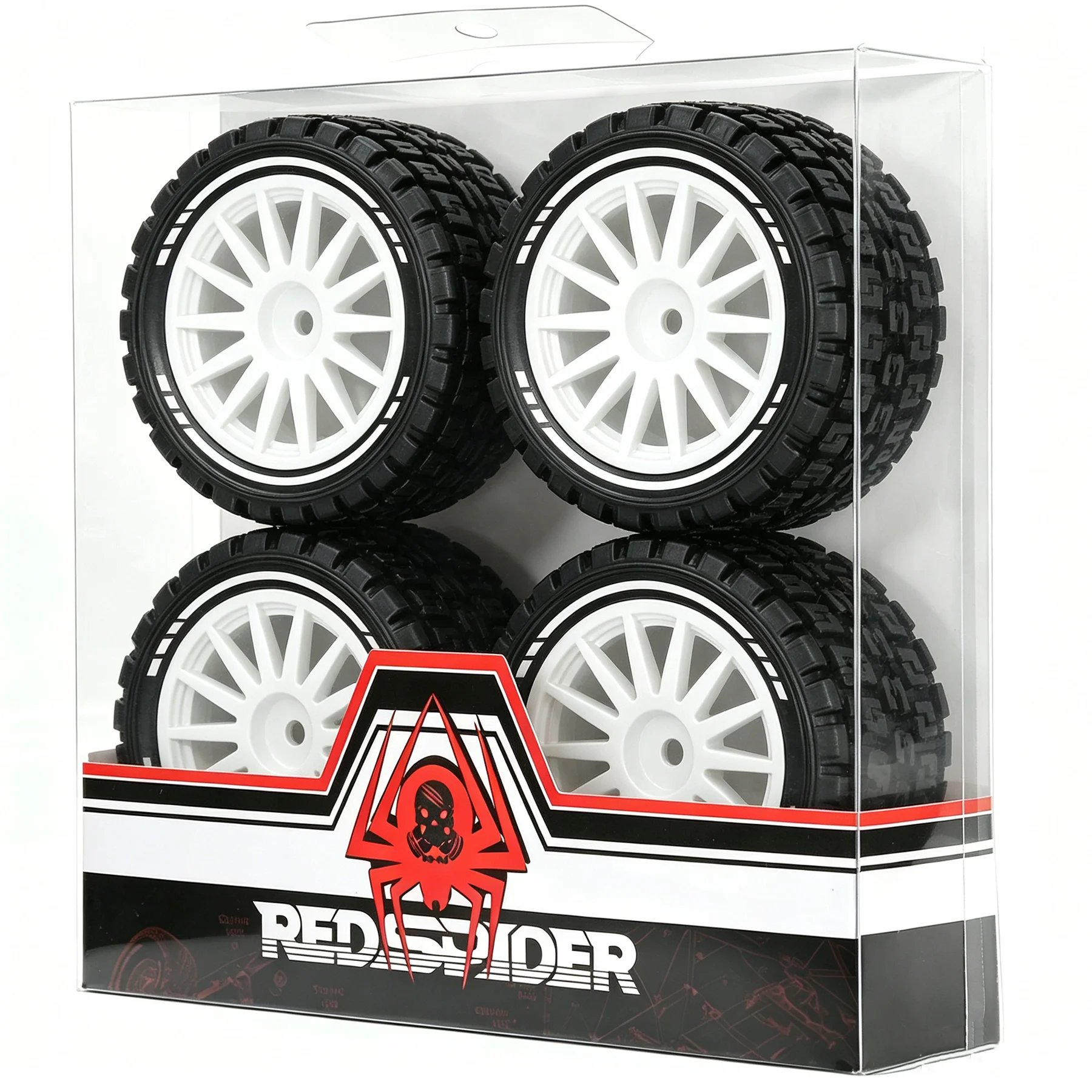 RED SPIDER 4Pcs 1/10 RC Rally Rubber Tire Plastic Wheel Set Gravel Tyres For 1/10 RC On-Road Rally Truck HSP WLtoys Tamiya