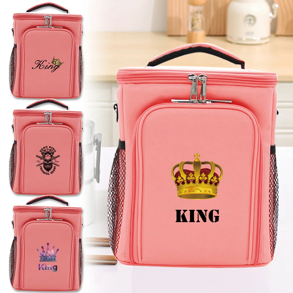Ice Pack Outdoor Camping and Picnic Organizer Box Fresh Food Delivery Container King Printing Series Pink Refrigerator Bag