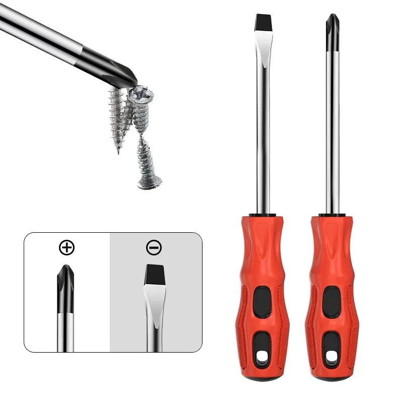 2Pcs Multifunctional Magnetic Screwdriver Flat Head Cross Screwdriver Anti Slip Basic Manual Screw Drive Tool Household
