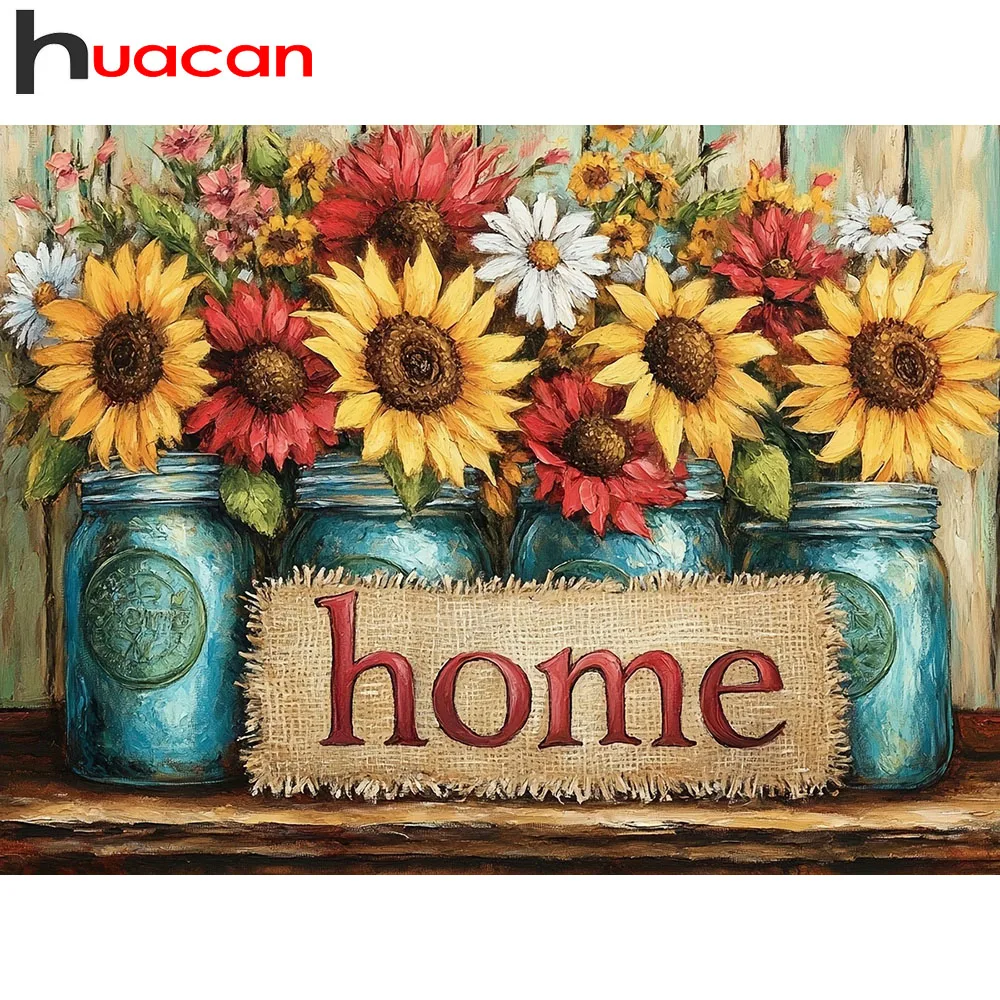 Huacan New 2026 Diamond Painting Sunflower Vase Home Diamond Embroidery Flower Complete Kit Handmade Gift