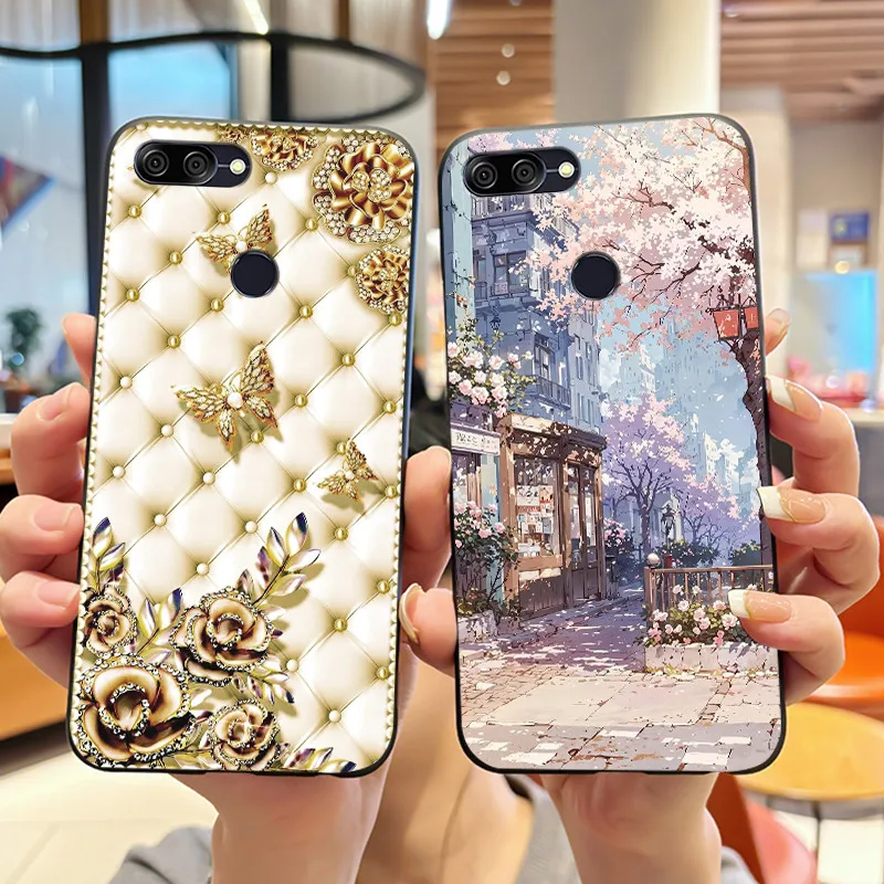 Черный чехол для телефона ASUS Zenfone Max Plus (M1) ZB570TL, чехол-бампер с эксклюзивным узором, милый красивый мягкий противоударный чехол