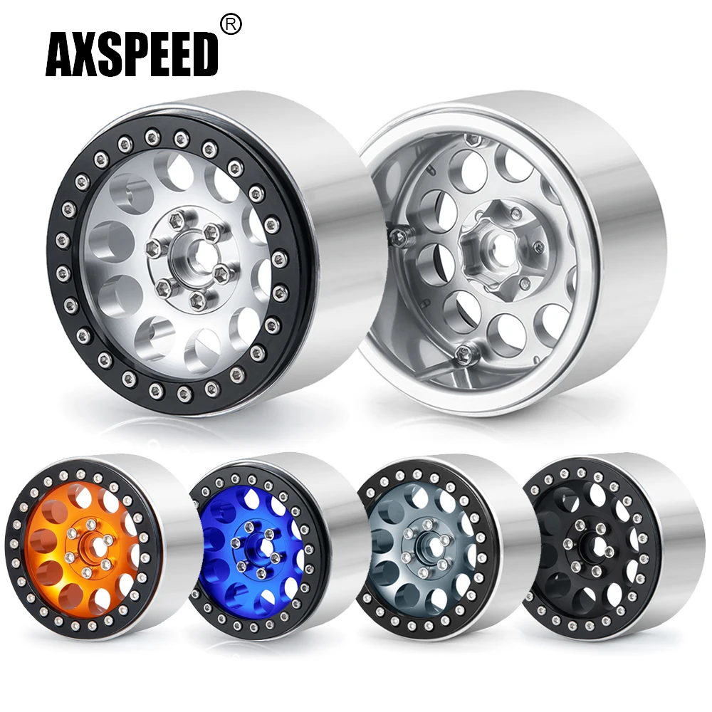 AXSPEED 4Pcs 2.2 inch 35mm Aluminum Alloy Beadlock Wheel Rims Hubs for Axial Wraith 90048 RR10 TRX-4 1/10 RC Crawler Car Parts