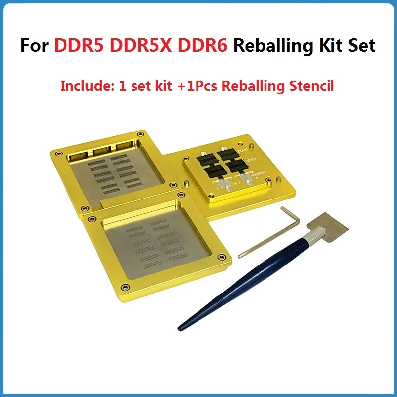 1Set Customized DDR5 DDR5X DDR6 BGA Reballing Kit And Stencil For Repairing Ball Planting Jig Repair Return To Fixture