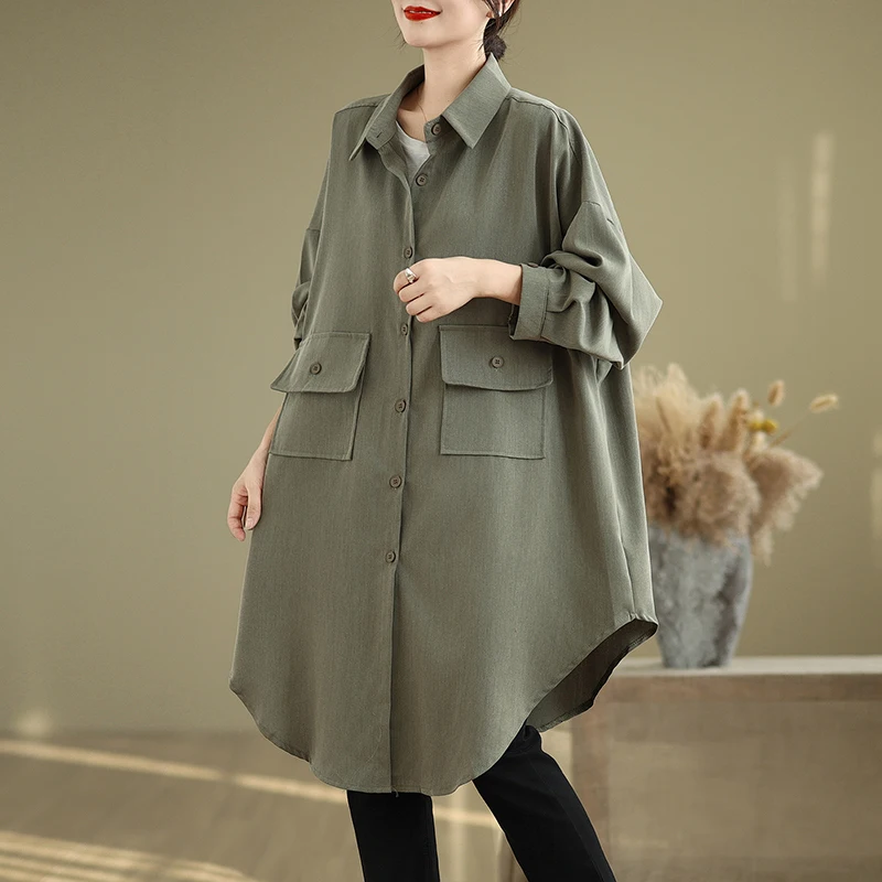 

Свободная женская однотонная ветровка средней длины больших размеров irt Sle Oversize, удобная повседневная верхняя одежда