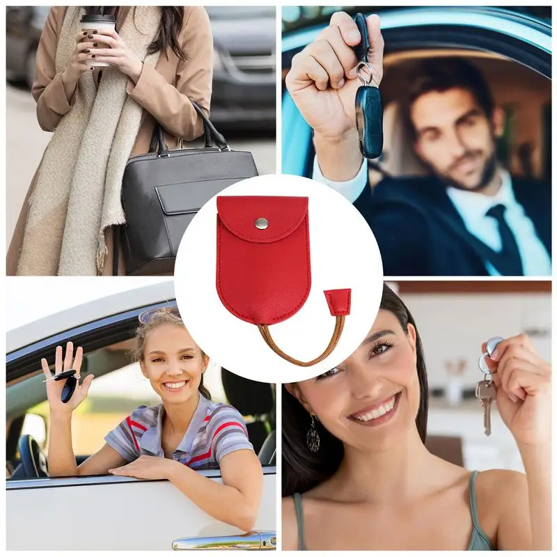 Car Key Holder PU Leather Pull Type Key Cover All Around Protection Handmade Vehicle Key Holder Secure and Not Easy to Pull Down