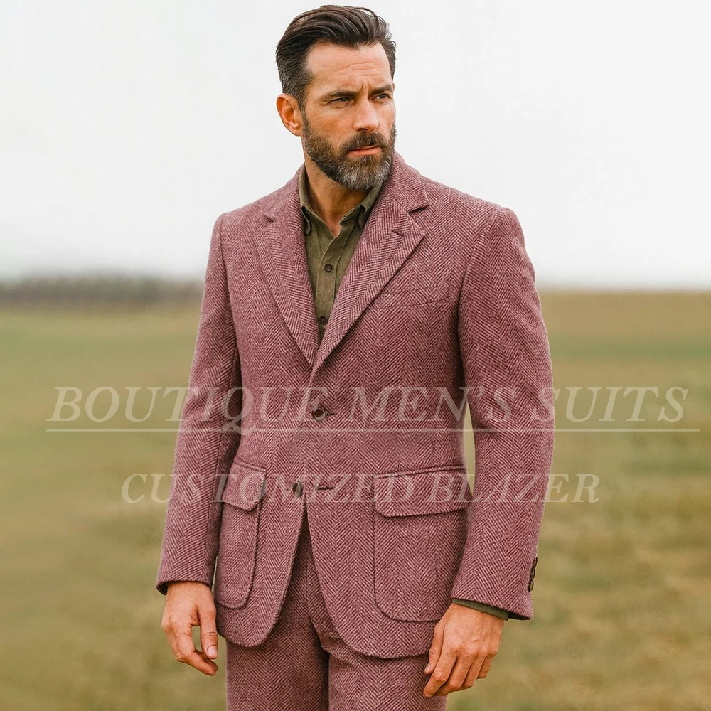 

Luxury Men's 2 Piece Suits Formal Single Breasted Notch Lapel Slim Fit Male Clothing High Quality Customzied Jacket Pants Sets