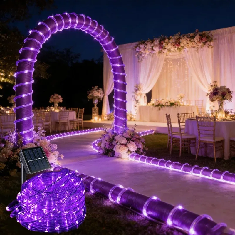 LED Solar Tube Rope Led Light Outdoor Garden Christmas Decoration Fairy String Light Outdoor Wedding Party Led Lamp