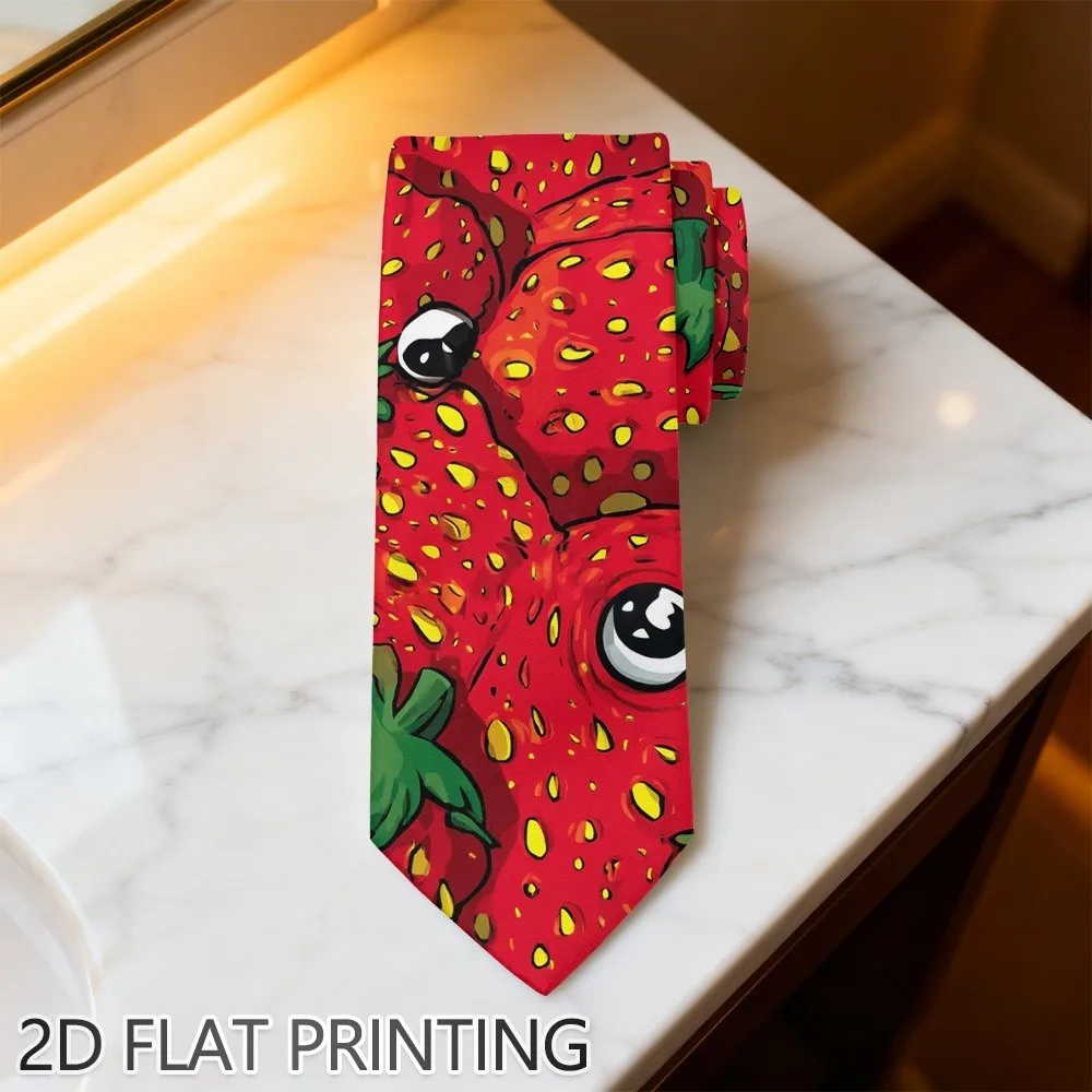 Cute Strawberry Necktie Suitable for Themed Parties Uniforms Casual Attire Strawberry Print Blouse Accessories Gift